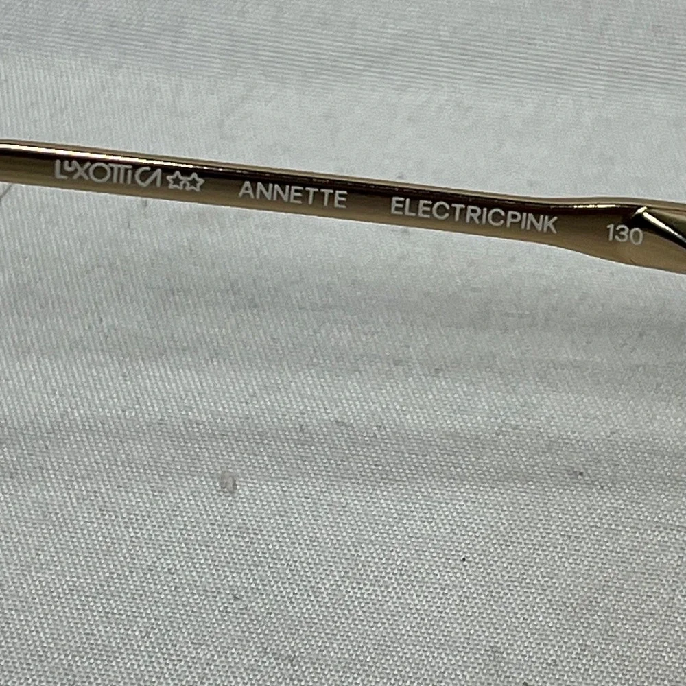 Luxottica Annette Eyeglasses Gold Electric Pink Square Frame Italy 53-17-130